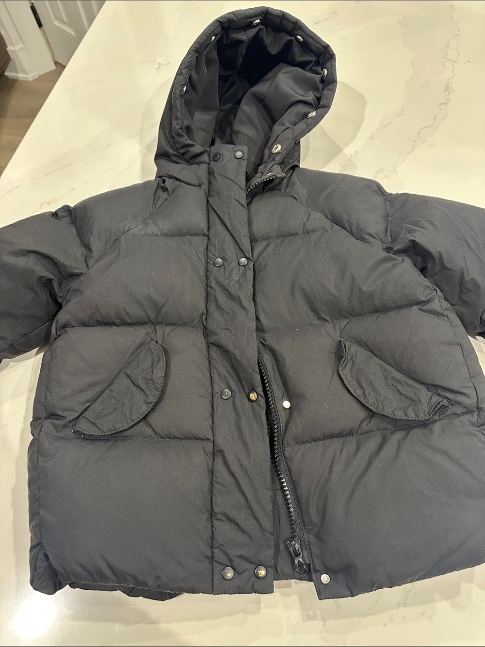 Zara black puffer jacket 3-4 years missing faux fur